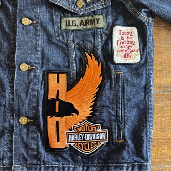 Levi’s Type 3 507 Denim Trucker Jacket w/ Patches & Handwarmers Harley Davidson - Picture 10 of 13